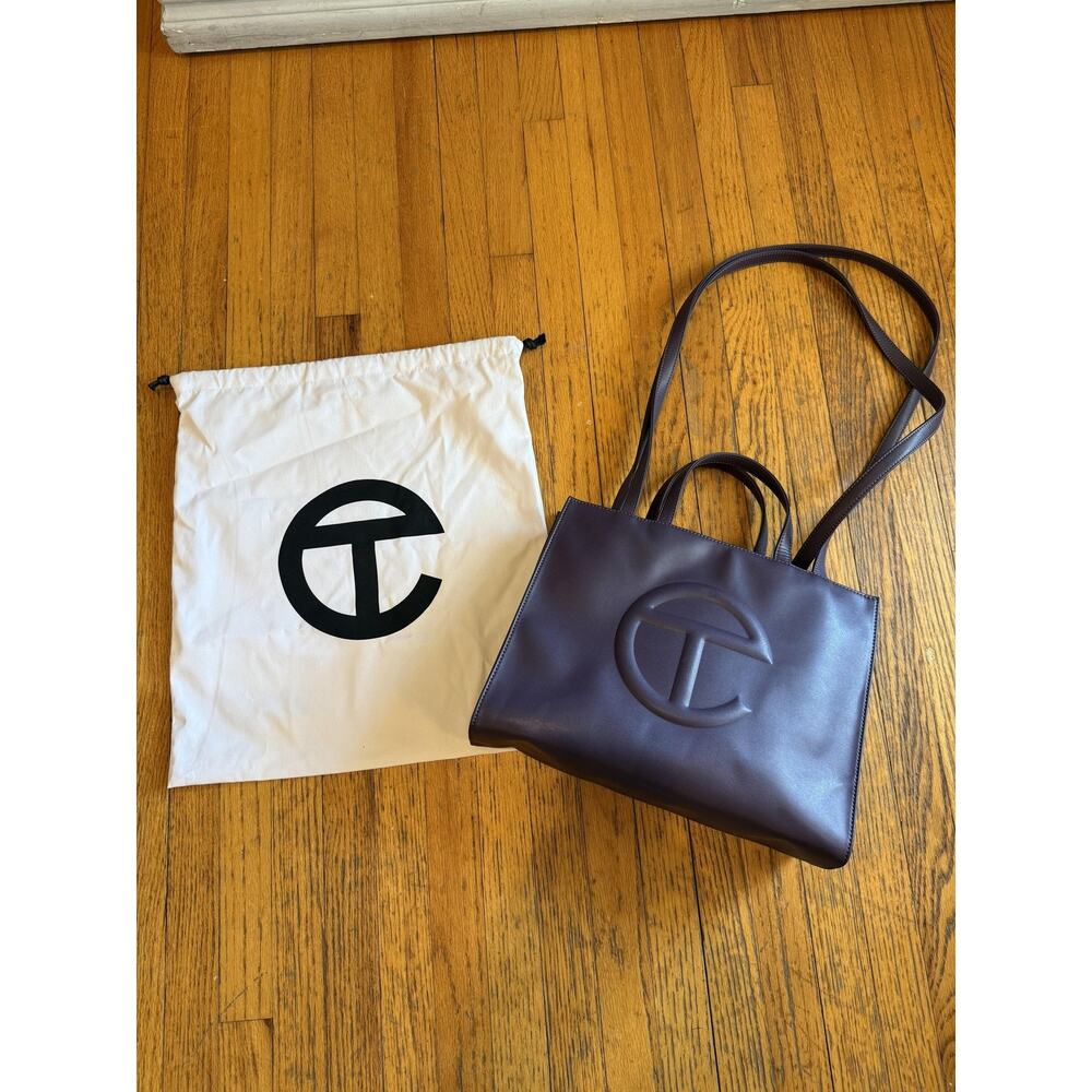 Telfar Shopping Bag Tote Womens Medium Purple Vegan Leather Crossbody Dust Bag